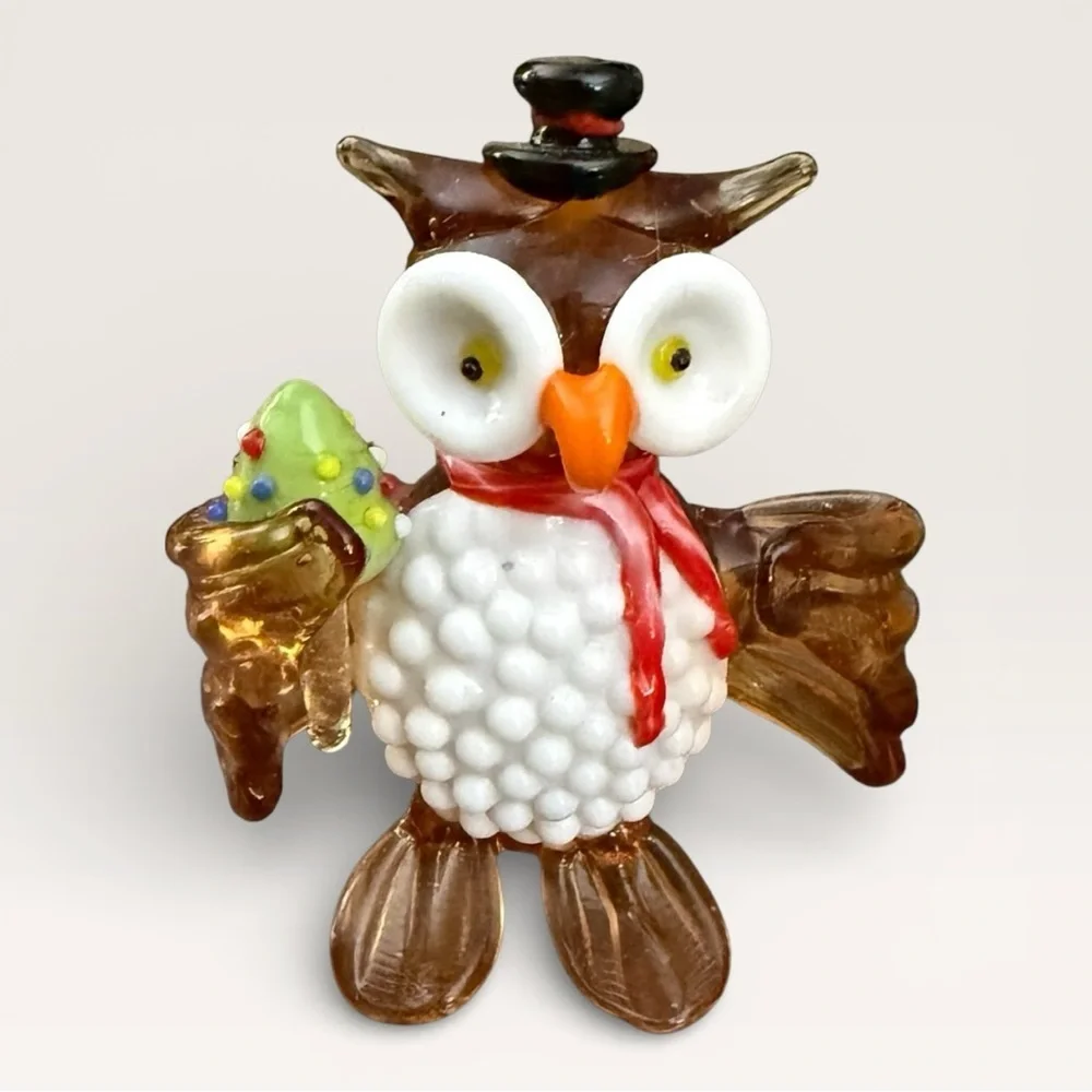 Pier 1 Imports Hand-Blown Art Glass Owl Figurine - New in Box